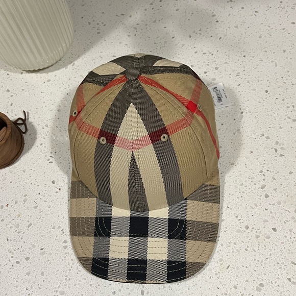Burberry Logo Detail Exaggerated Check Cotton Baseball Cap -XS - Picture 3 of 6